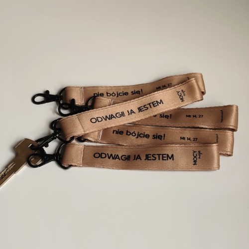 smycz krótka, brelok złota, Odwagi Ja Jestem, MOCY moja