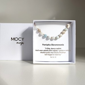 Bransoletka różaniec z amazonitu - Pamiątka Bierzmowania
