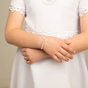 Bransoletka różaniec z jadeitu - Pamiątka I Komunii św.