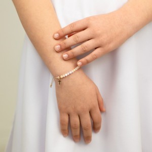 Bransoletka różaniec z jadeitu - Pamiątka I Komunii św