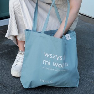 Torba XL "wszystko mi wolno" szałwiowa